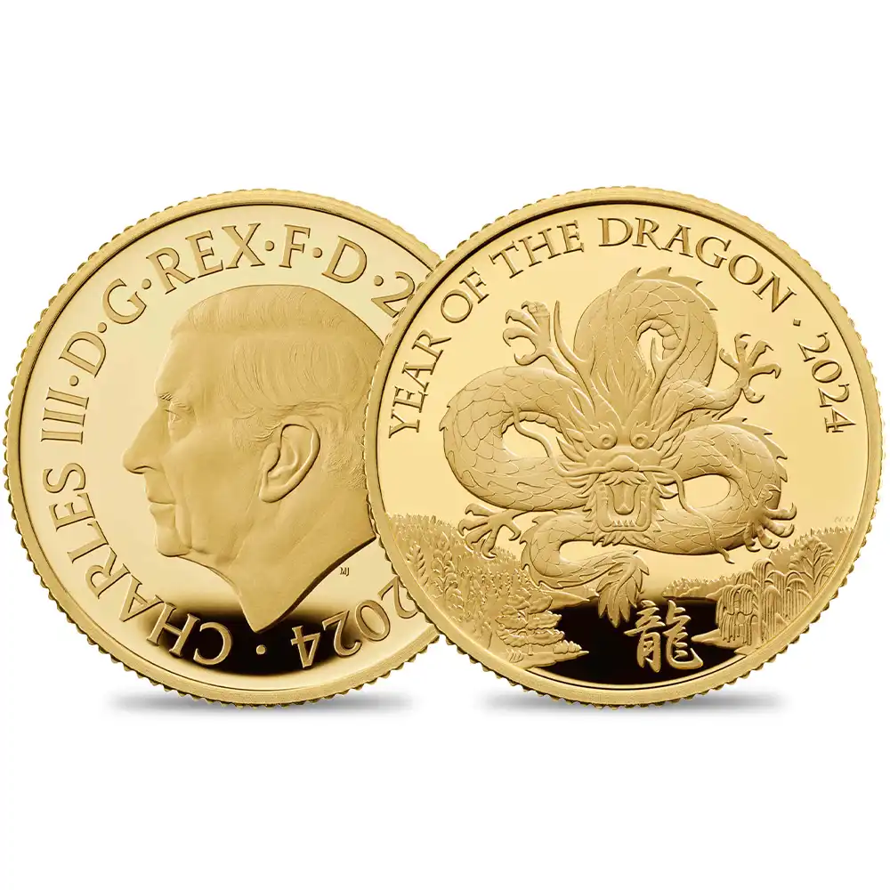 2024 チャールズ3世 干支辰年 25ポンド1/4オンスプルーフ金貨 未鑑定 箱付き【ご予約承り品】