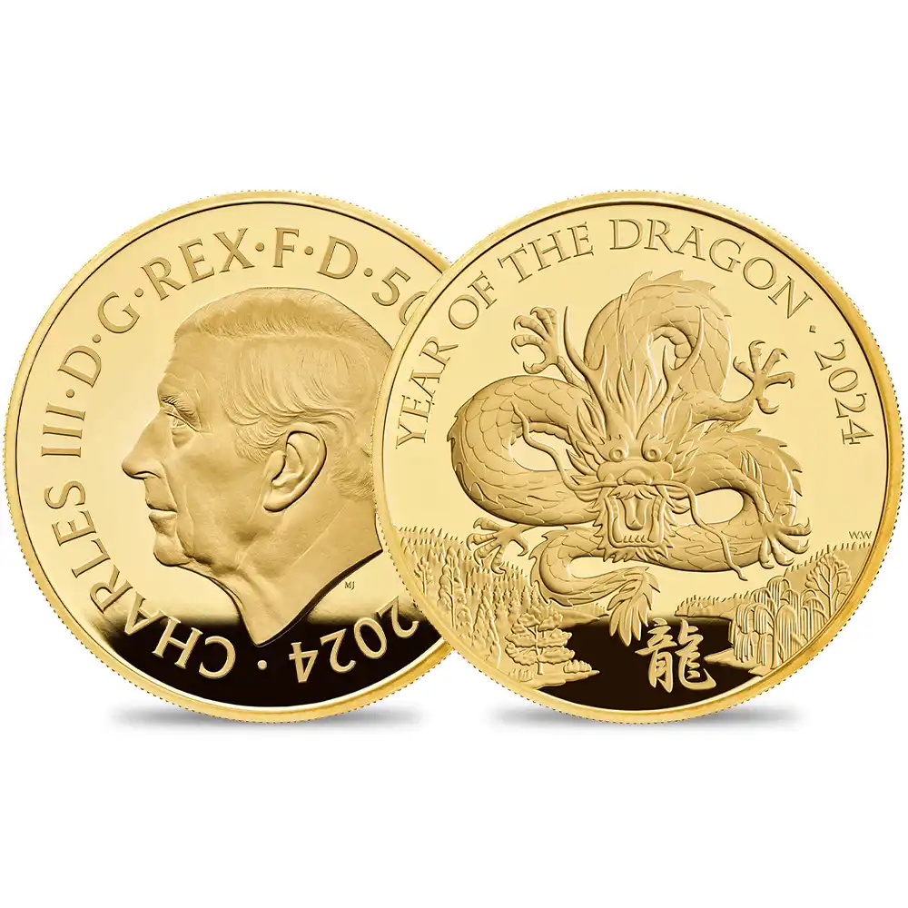 2024 チャールズ3世 干支辰年 500ポンド5オンスプルーフ金貨 未鑑定 箱付き【ご予約承り品】