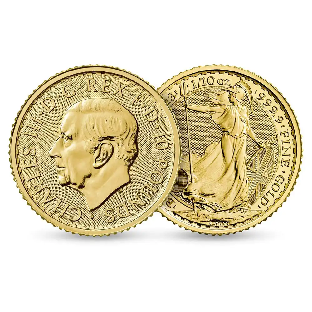 イギリス 2023 チャールズ3世 ブリタニア 10ポンド 1/10オンス 地金型金貨 NGC MS70 初期発行1/500枚