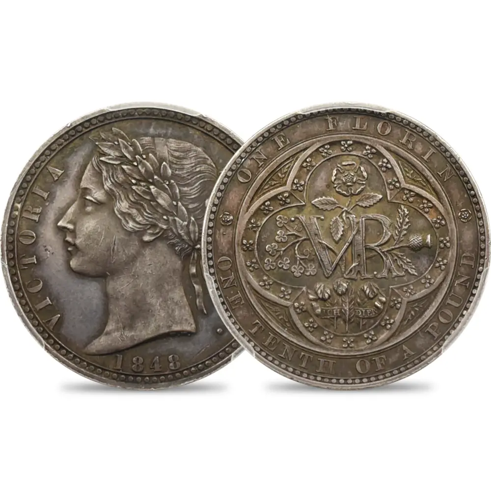 1848 ヴィクトリア女王 フローリン試作銀貨 プレーンエッジ PCGS PR61 Esc-2925【R2】