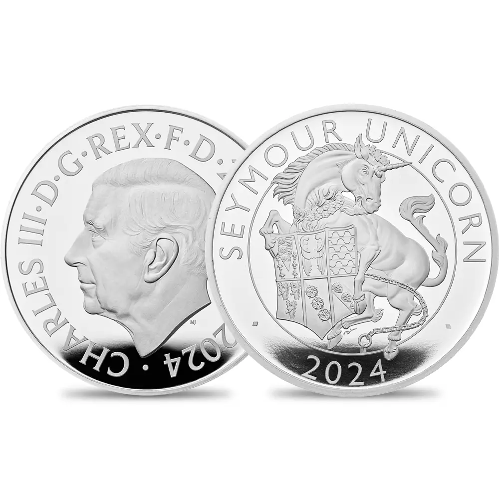2024 チャールズ3世 ロイヤルテューダービースト シーモアのユニコーン 2ポンド1オンスプルーフ銀貨 未鑑定 箱付き【ご予約承り品】
