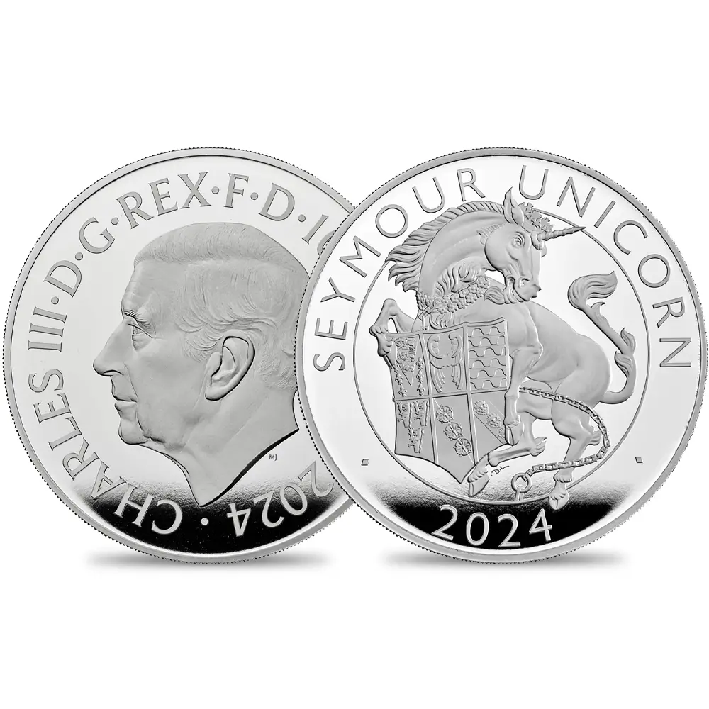 2024 チャールズ3世 ロイヤルテューダービースト シーモアのユニコーン 10ポンド5オンスプルーフ銀貨 未鑑定 箱付き【ご予約承り品】