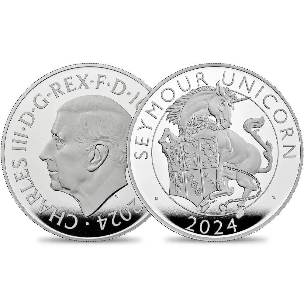 2024 チャールズ3世 ロイヤルテューダービースト シーモアのユニコーン 10ポンド10オンスプルーフ銀貨 未鑑定 箱付き【ご予約承り品】