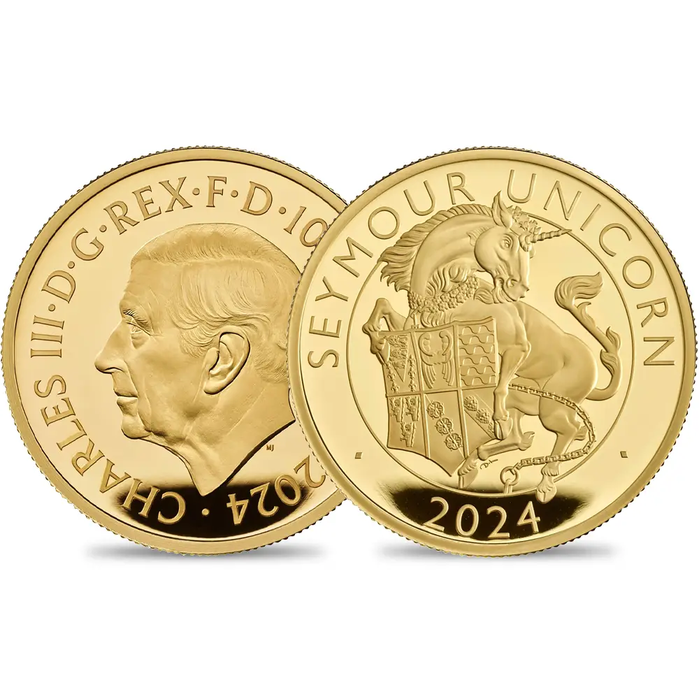 2024 チャールズ3世 ロイヤルテューダービースト シーモアのユニコーン 100ポンド1オンスプルーフ金貨 未鑑定 箱付き【ご予約承り品】