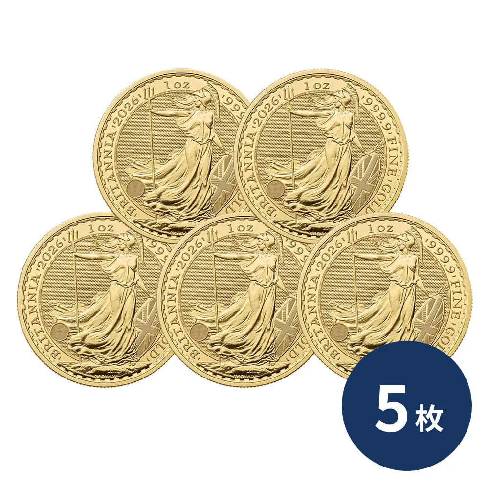 イギリス 2026 チャールズ3世 ブリタニア 100ポンド 1オンス 金貨【5枚】 (コインケース付き)