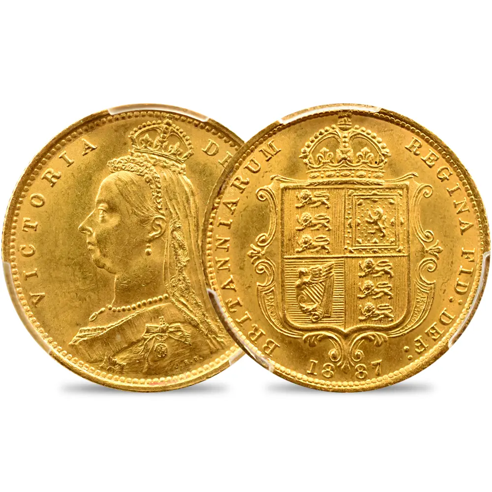 1887 ヴィクトリア女王 ジュビリーヘッド 1/2ソブリン金貨 PCGS MS63 S-3869A Small Close JEB