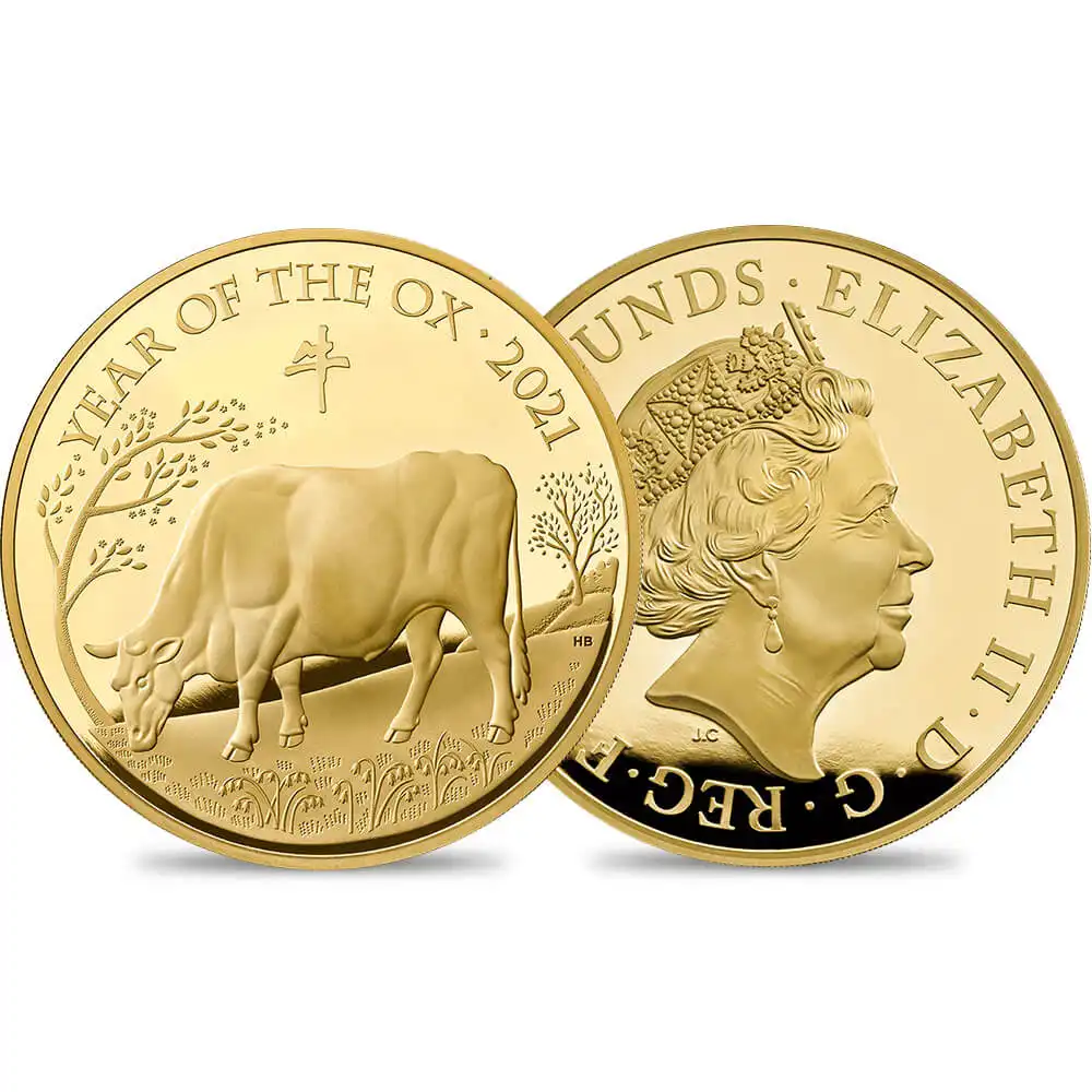 2021 エリザベス2世 干支丑年 1000ポンド1キロプルーフ金貨 未鑑定 【ご予約承り品】