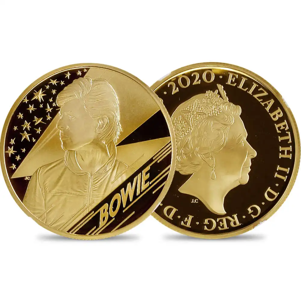 2020 エリザベス2世 ミュージックレジェンド第3弾 デヴィッド・ボウイ 100ポンド1オンス金貨 ファーストリリース NGC PF70UC 【ご予約承り品】