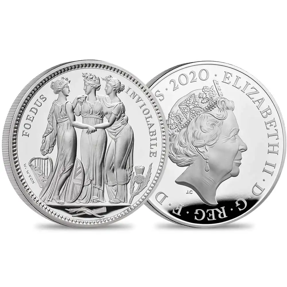 2020 エリザベス2世 スリーグレーセス 10ポンド5オンスプルーフ銀貨 ロイヤルミント発行 未鑑定 箱付き【ご予約承り品】