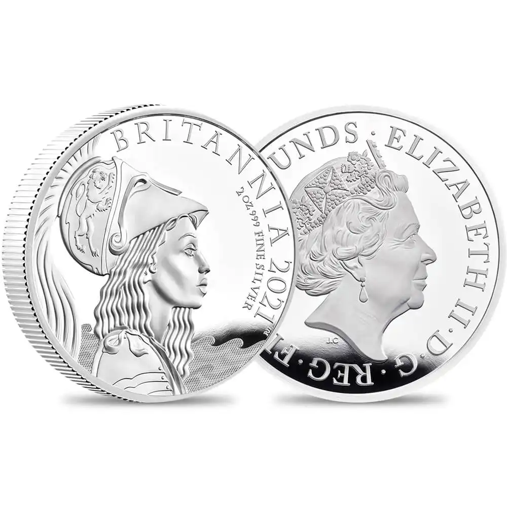 2021 エリザベス2世 プレミアムブリタニア 5ポンド2オンスプルーフ銀貨 未鑑定 箱付き【ご予約承り品】