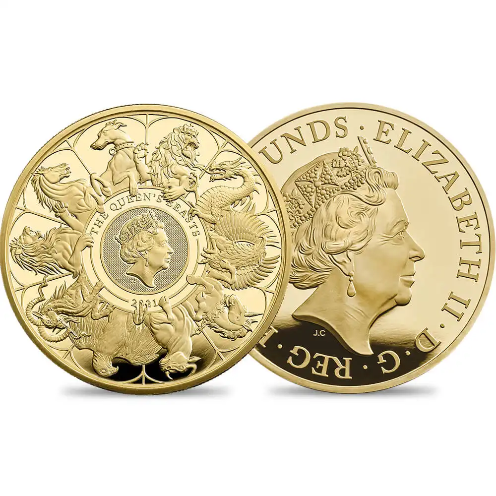 2021 エリザベス2世 クイーンズビースト コンプリーター 英国王室の十大守護獣 500ポンド5オンスプルーフ金貨 未鑑定 箱付き【ご予約承り品】