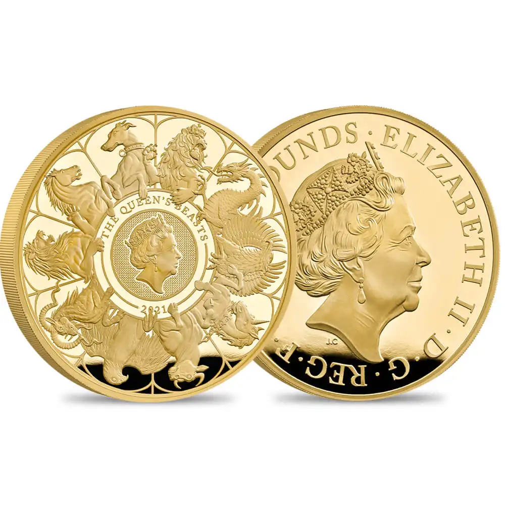 2021 エリザベス2世 クイーンズビースト コンプリーター 英国王室の十大守護獣 1000ポンド1キロプルーフ金貨 未鑑定【ご予約承り品】