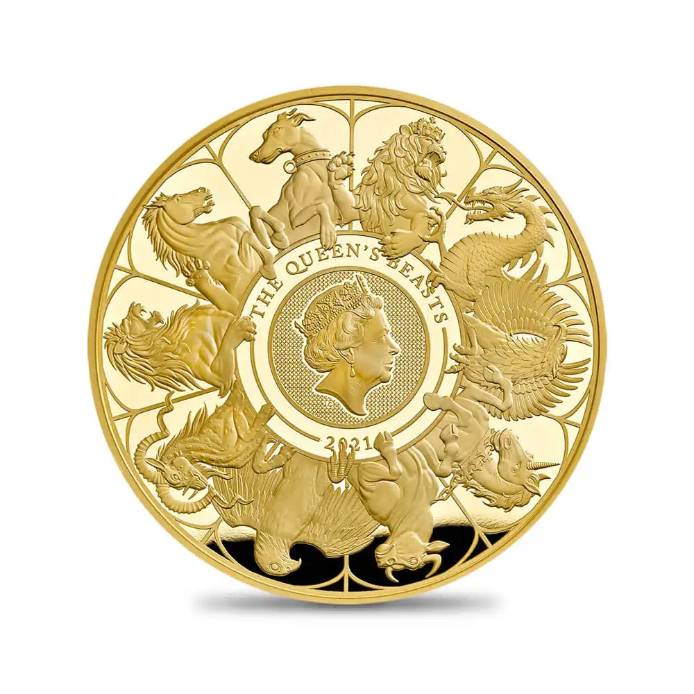 2021 エリザベス2世 クイーンズビースト コンプリーター 英国王室の十大守護獣 10000ポンド10キロプルーフ金貨 未鑑定【ご予約承り品】
