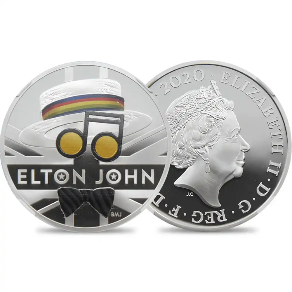 2020 エリザベス2世 ミュージックレジェンド第2弾 エルトンジョン 2ポンド銀貨 ファーストリリース NGC PF70UC(国会議事堂) 箱付き