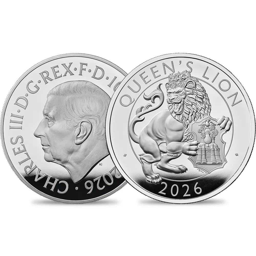2026 チャールズ3世 ロイヤルテューダービースト 女王のライオン 10ポンド5オンスプルーフ銀貨 未鑑定 箱付き【ご予約承り品】
