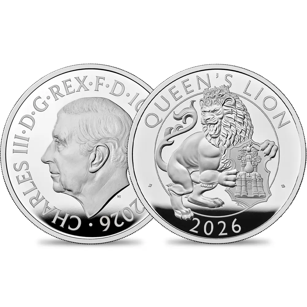 2026 チャールズ3世 ロイヤルテューダービースト 女王のライオン 10ポンド10オンスプルーフ銀貨 未鑑定 箱付き【ご予約承り品】