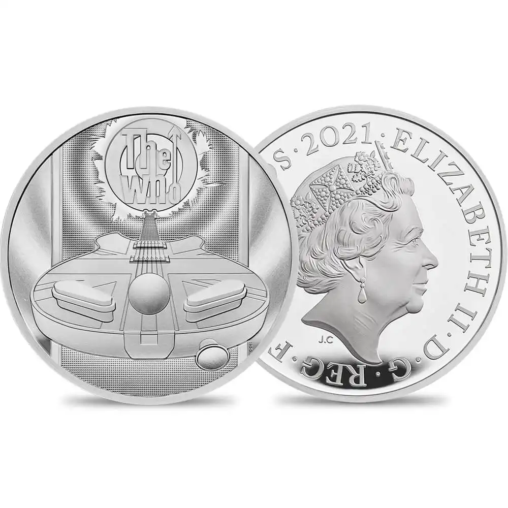 2021 エリザベス2世 ミュージックレジェンド第4弾 プレミアムThe Who 5ポンド2オンスプルーフ銀貨 未鑑定