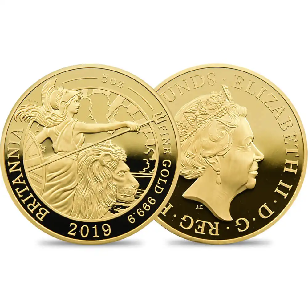 2019 エリザベス2世 ブリタニア 500ポンド5オンスプルーフ金貨 未鑑定 箱付き