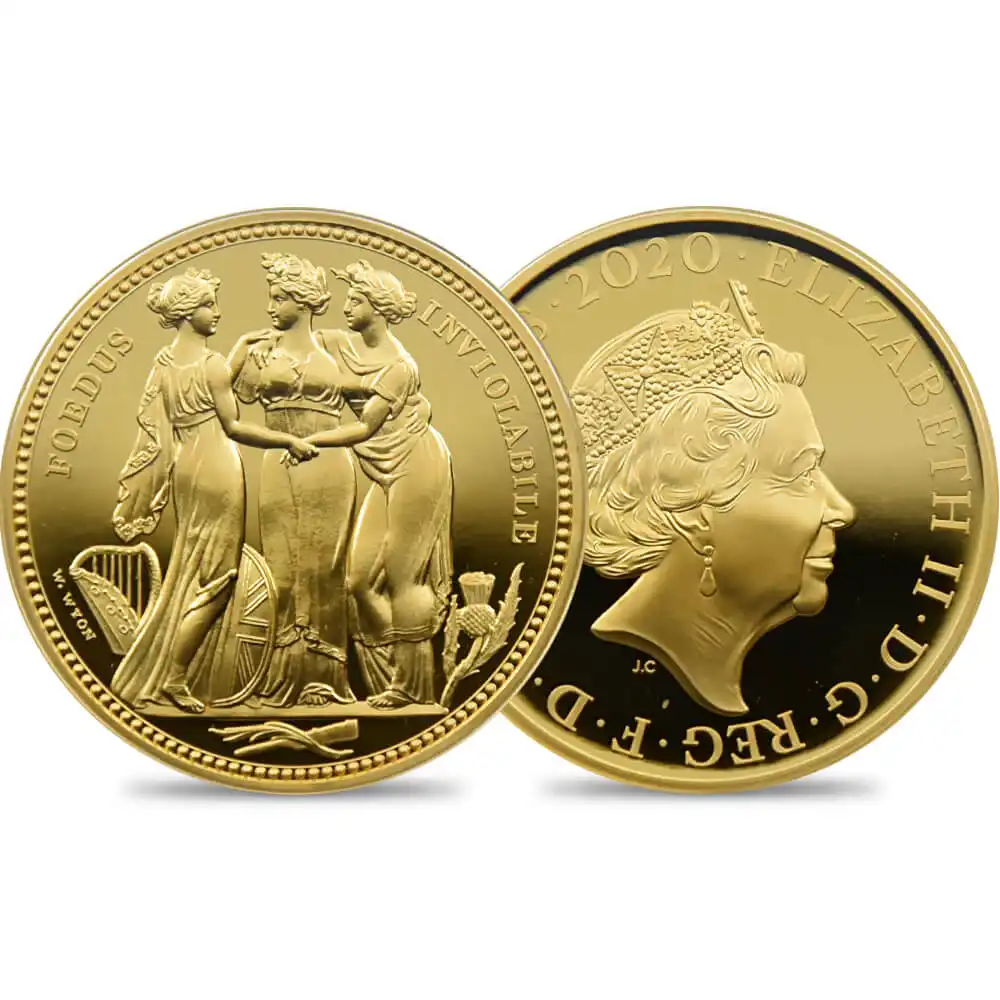 2020 エリザベス2世 スリーグレーセス 200ポンド2オンスプルーフ金貨 ロイヤルミント発行 未鑑定 箱付き