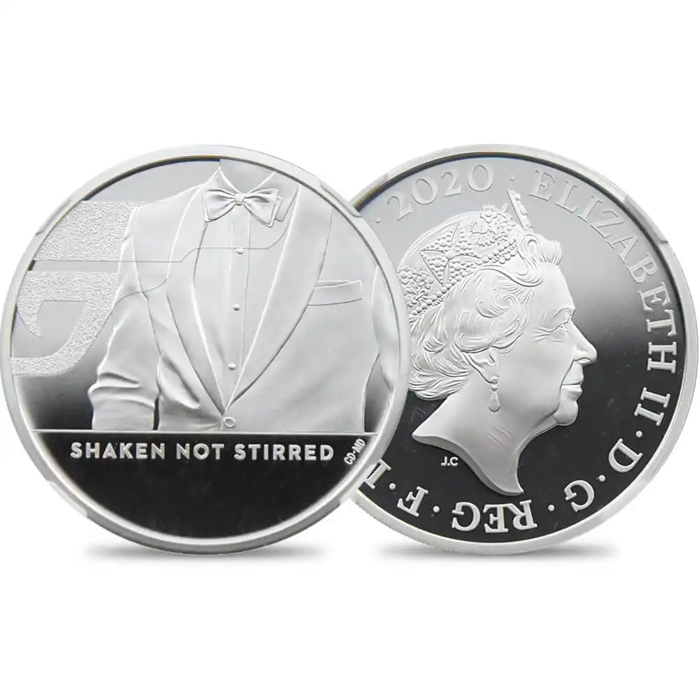 2020 エリザベス2世 007 ジェームズ・ボンド 第3貨 2ポンド銀貨 NGC PF70UC