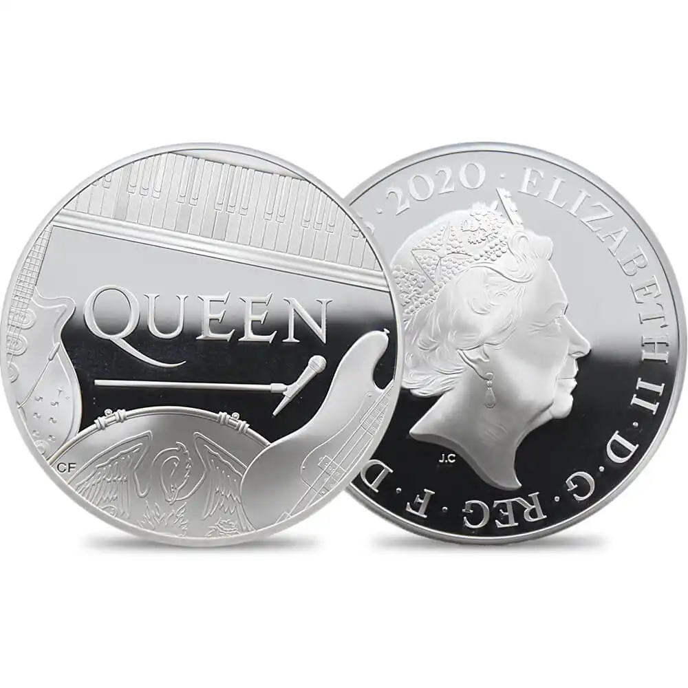 2020 エリザベス2世 ミュージックレジェンド第1弾 QUEEN 10ポンド5オンス銀貨 NGC PF70UC 箱付き