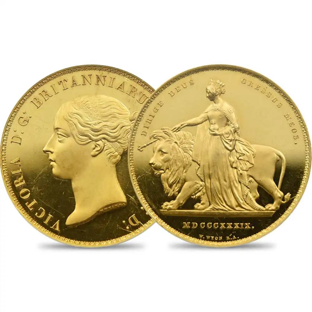 1839 ヴィクトリア女王 ウナ＆ライオン 5ポンド金貨 PCGS PR64DC WR-278