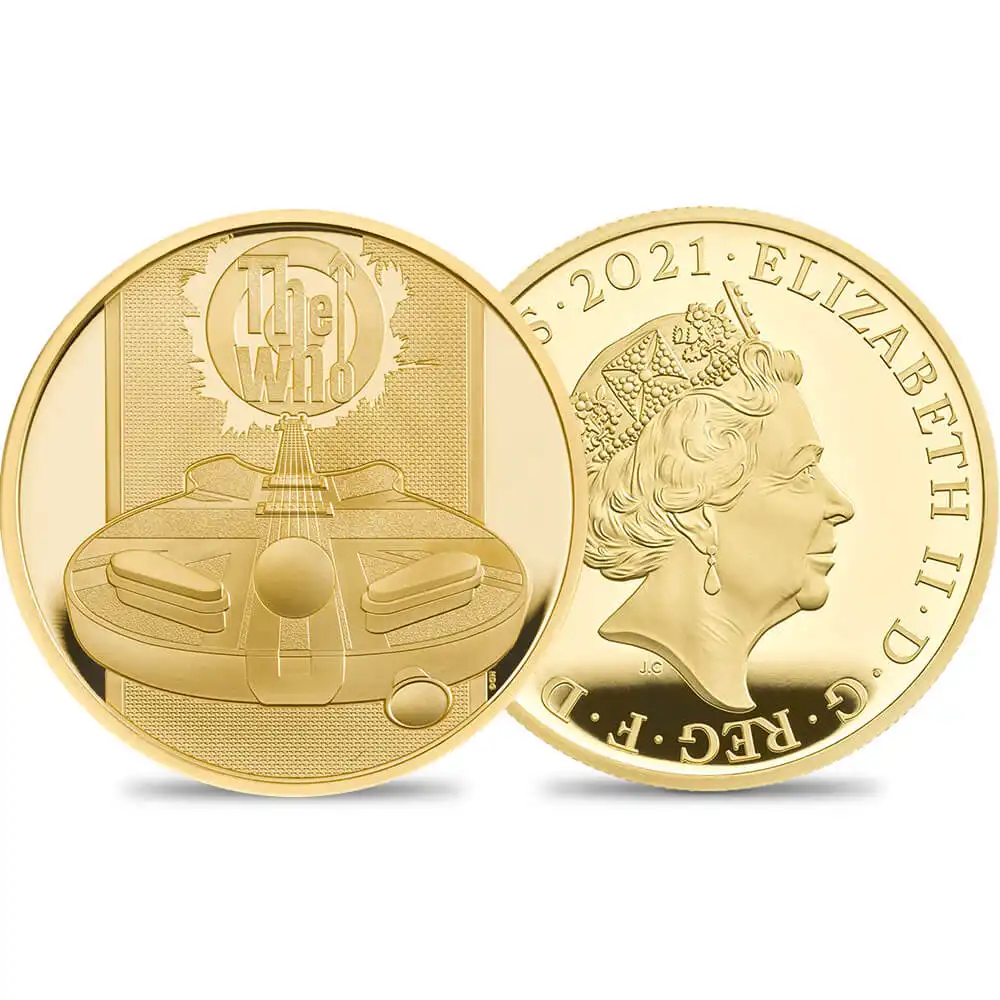 2021 エリザベス2世 ミュージックレジェンド第4弾 The Who 100ポンド1オンスプルーフ金貨 未鑑定 箱付き【ご予約承り品】