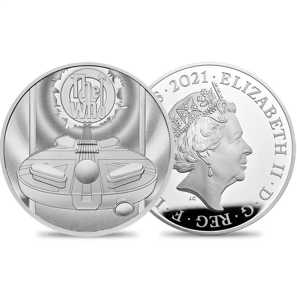 2021 エリザベス2世 ミュージックレジェンド第4弾 プレミアムThe Who 10ポンド5オンスプルーフ銀貨 未鑑定