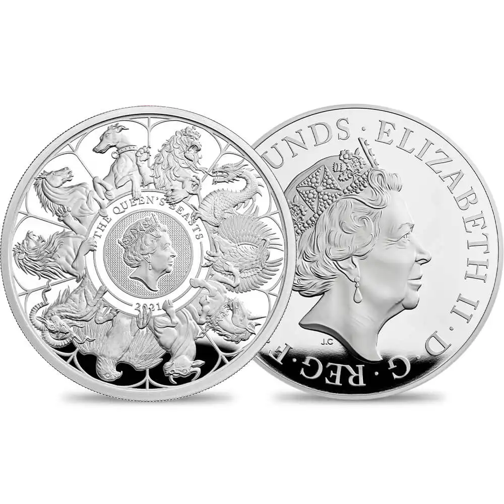 2021 エリザベス2世 クイーンズビースト コンプリーター 英国王室の十大守護獣 1000ポンド2キロプルーフ銀貨  未鑑定 箱付き【ご予約承り品】