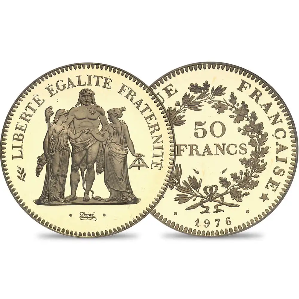 フランス 1976 ヘラクレス 50フランピエフォー試作金貨 PCGS SP68【ご予約承り品】