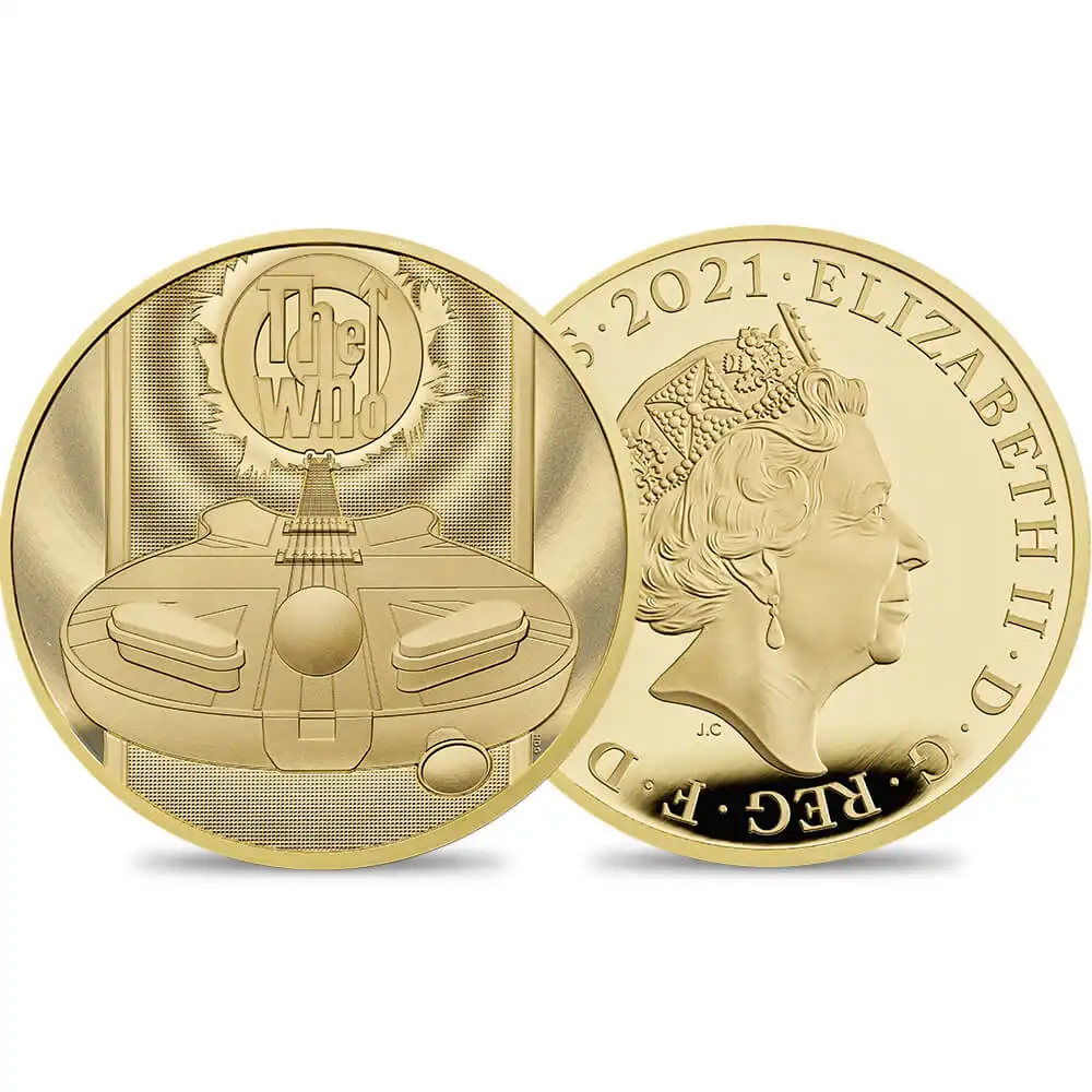 2021 エリザベス2世 ミュージックレジェンド第4弾 プレミアムThe Who 200ポンド2オンスプルーフ金貨 未鑑定 箱付き【ご予約承り品】
