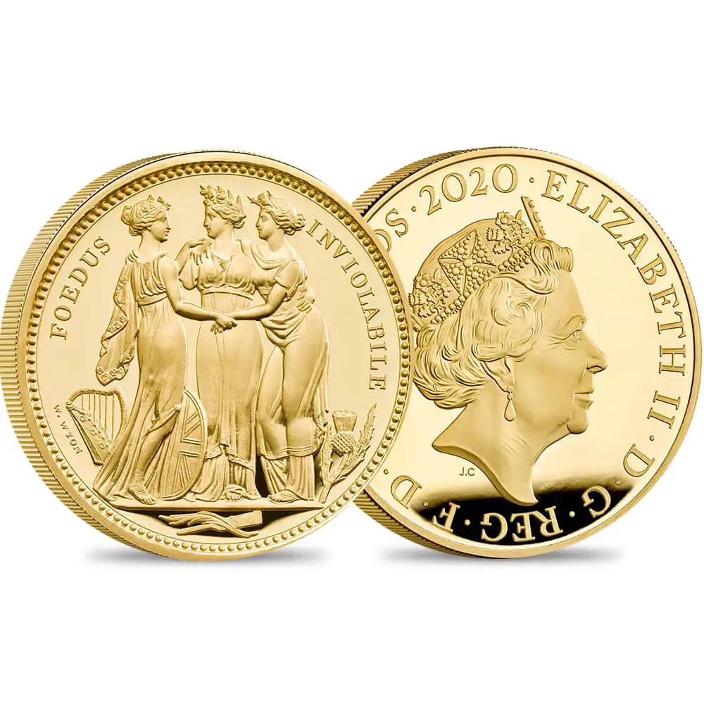 2020 エリザベス2世 スリーグレーセス 500ポンド5オンス金貨 ファーストリリース NGC PF69UC ロイヤルミント発行 箱付き【ご予約承り】