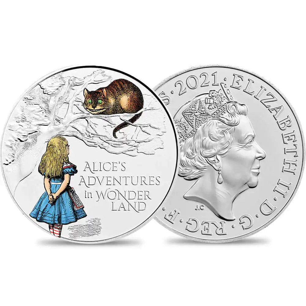 2021 エリザベス2世 不思議の国のアリス 5ポンドカラーBU白銅貨 ロイヤルミント発行 未鑑定 発行枚数15000枚 【ご予約承り品】