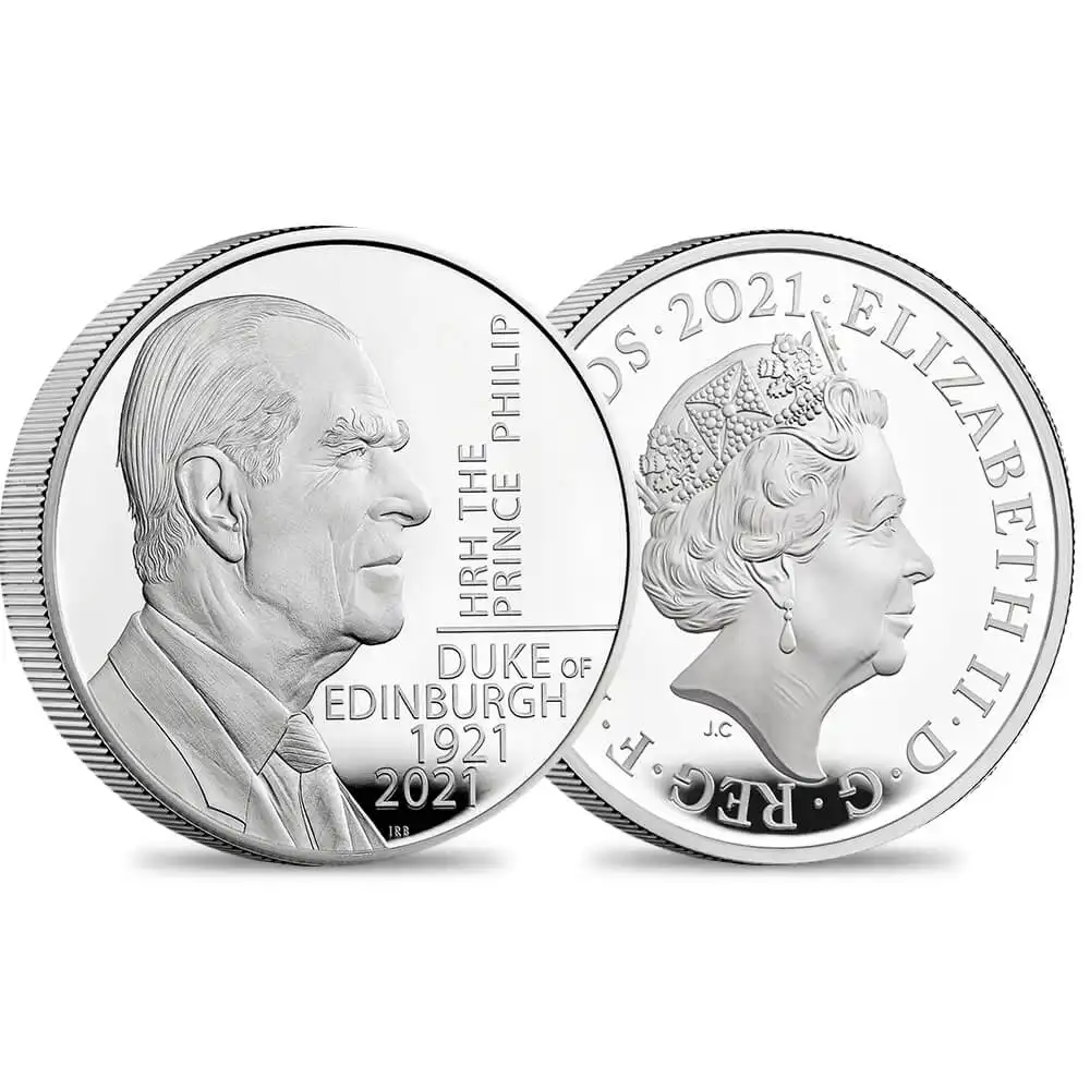 2021 エリザベス2世 フィリップ殿下追悼記念  5ポンドピエフォープルーフ銀貨 ロイヤルミント発行  未鑑定 発行枚数1760枚 箱付き【ご予約承り品】