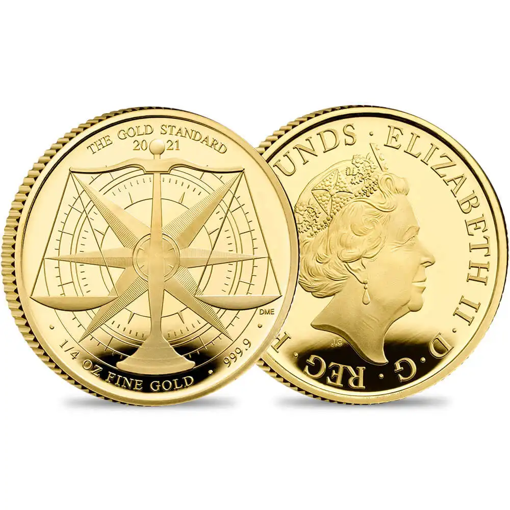 2021 エリザベス2世 金本位制制定200周年記念 25ポンド1/4オンスプルーフ金貨 未鑑定 箱付き【ご予約承り品】