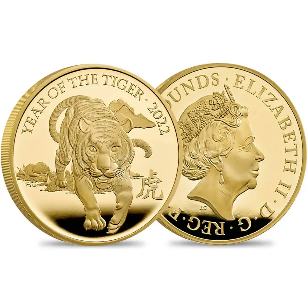 2022 エリザベス2世 干支寅年 1000ポンド1キロプルーフ金貨 未鑑定 箱付き 【ご予約承り品】