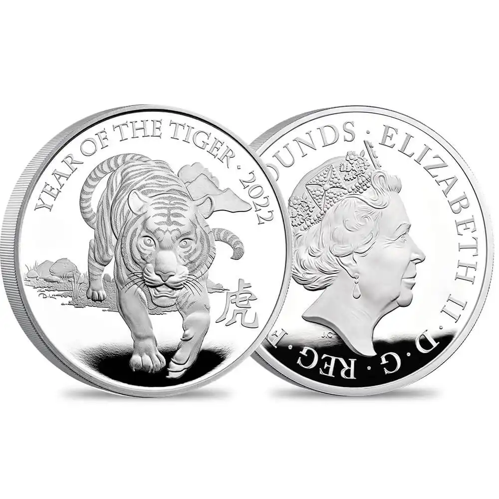 2022 エリザベス2世 干支寅年 500ポンド1キロプルーフ銀貨 未鑑定 箱付き 【ご予約承り品】