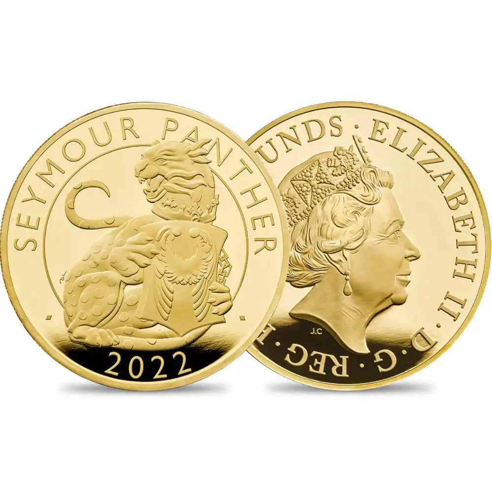 2022 エリザベス2世 ロイヤルテューダービースト シーモアの豹 500ポンド5オンスプルーフ金貨 未鑑定 箱付き【ご予約承り品】