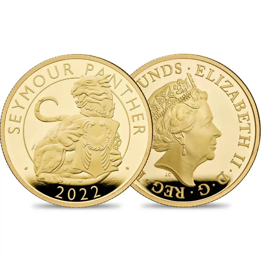 2022 エリザベス2世 ロイヤルテューダービースト シーモアの豹 200ポンド2オンスプルーフ金貨 未鑑定 箱付き【ご予約承り品】