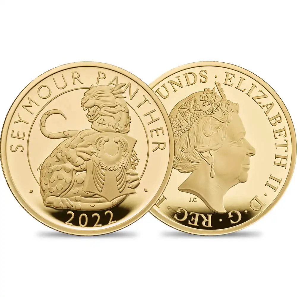 2022 エリザベス2世 ロイヤルテューダービースト シーモアの豹 100ポンド1オンスプルーフ金貨 未鑑定 箱付き【ご予約承り品】