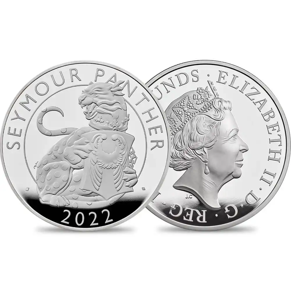 2022 エリザベス2世 ロイヤルテューダービースト シーモアの豹 10ポンド10オンスプルーフ銀貨 未鑑定 箱付き【ご予約承り品】