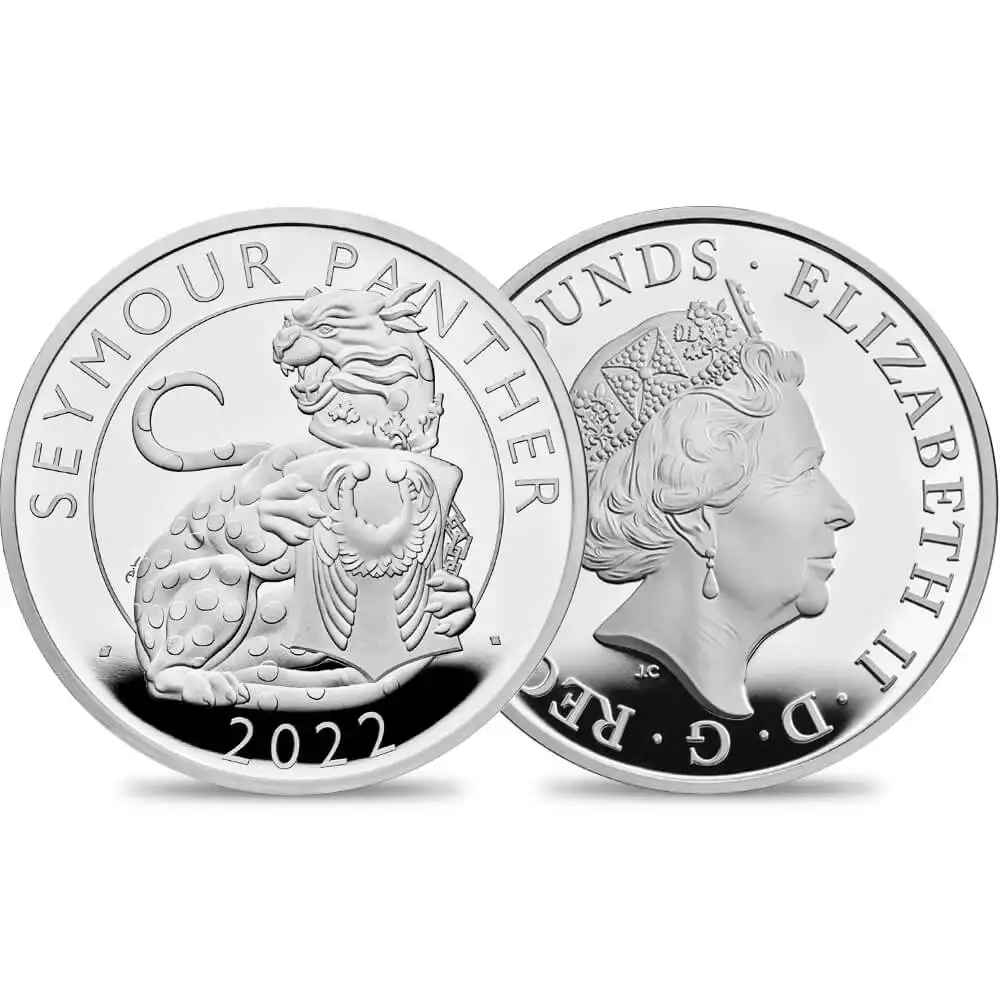 2022 エリザベス2世 ロイヤルテューダービースト シーモアの豹 2ポンド1オンスプルーフ銀貨 未鑑定 箱付き【ご予約承り品】