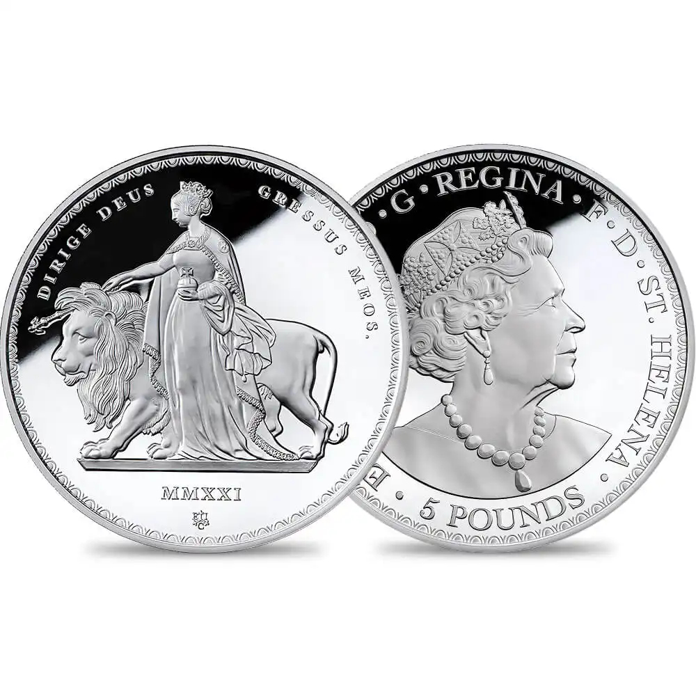 セントヘレナ 2021 エリザベス2世 ウナ＆ライオン（ワイオン版） 5ポンド5オンスプルーフ銀貨 未鑑定【ご予約承り品】