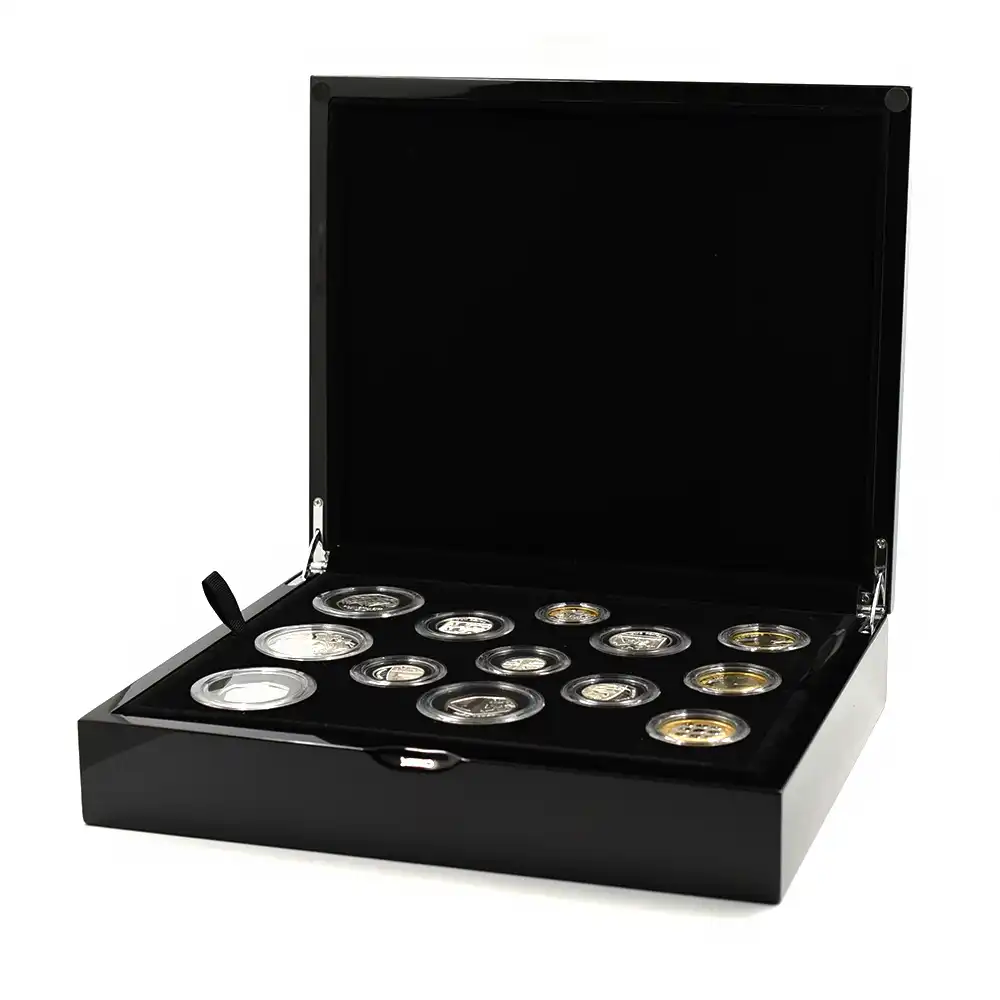 2022 エリザベス2世 記念及び通常コイン 1・2・5・10・20・50ペンス・1・2・5ポンドプルーフ銀貨13枚セット 未鑑定 箱付き