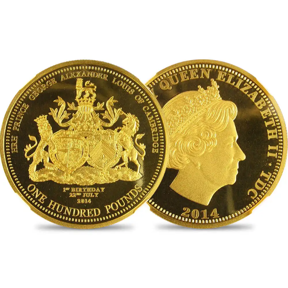 トリスタンダクーニャ 2014 エリザベス2世 ジョージ王子誕生1周年記念 100ポンド金貨 NGC PF70UC【ご予約承り品】