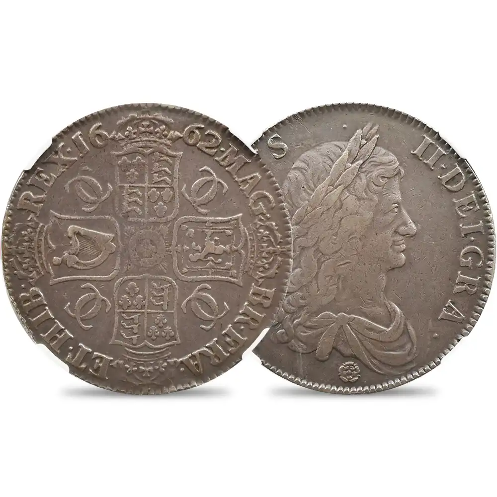 1662 チャールズ2世 クラウン銀貨 NGC XF45