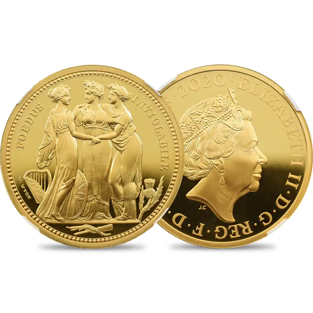 2020 エリザベス2世 スリーグレーセス 200ポンド2オンス金貨 ファーストリリース NGC PF70UC 箱付き