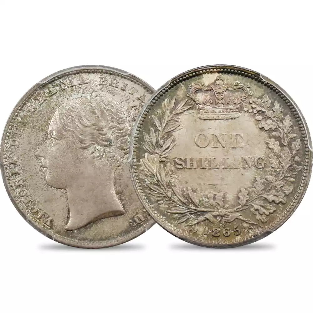 1865 ヴィクトリア女王 1シリング銀貨 PCGS MS67 Die#58
