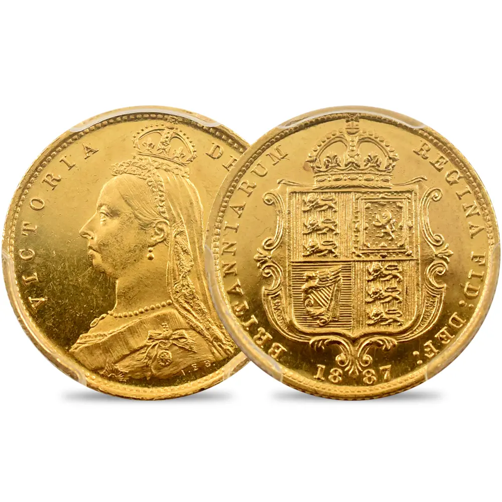 1887 ヴィクトリア女王 ジュビリーヘッド 1/2ソブリン金貨 PCGS MS62 S-3869 Normal JEB