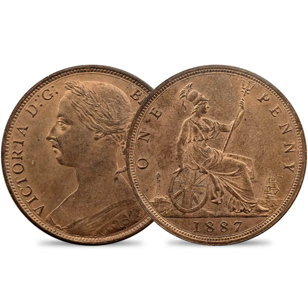 1887 ヴィクトリア女王 ブリタニア ペニー銅貨 未鑑定